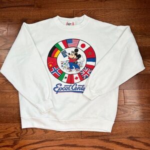 Vintage Epcot Center World Flags Sweatshirt Mickey Mouse Disney Designs Sz L